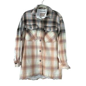 We The Free Anneli Plaid Oversized Shirt Jacket Size XS